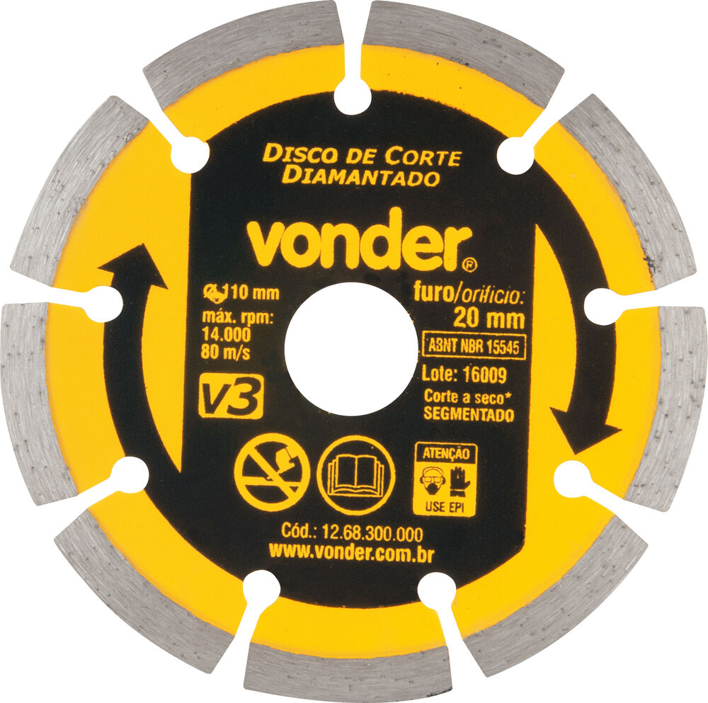 Disco Diamantado Segmentado V3 110mm Vonder