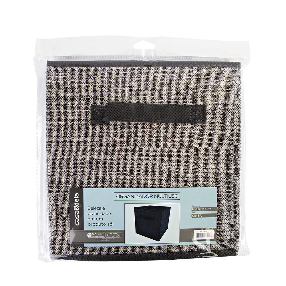 Organizador Multiuso de Tecido 27x27x27cm Cinza Casa&Ideia