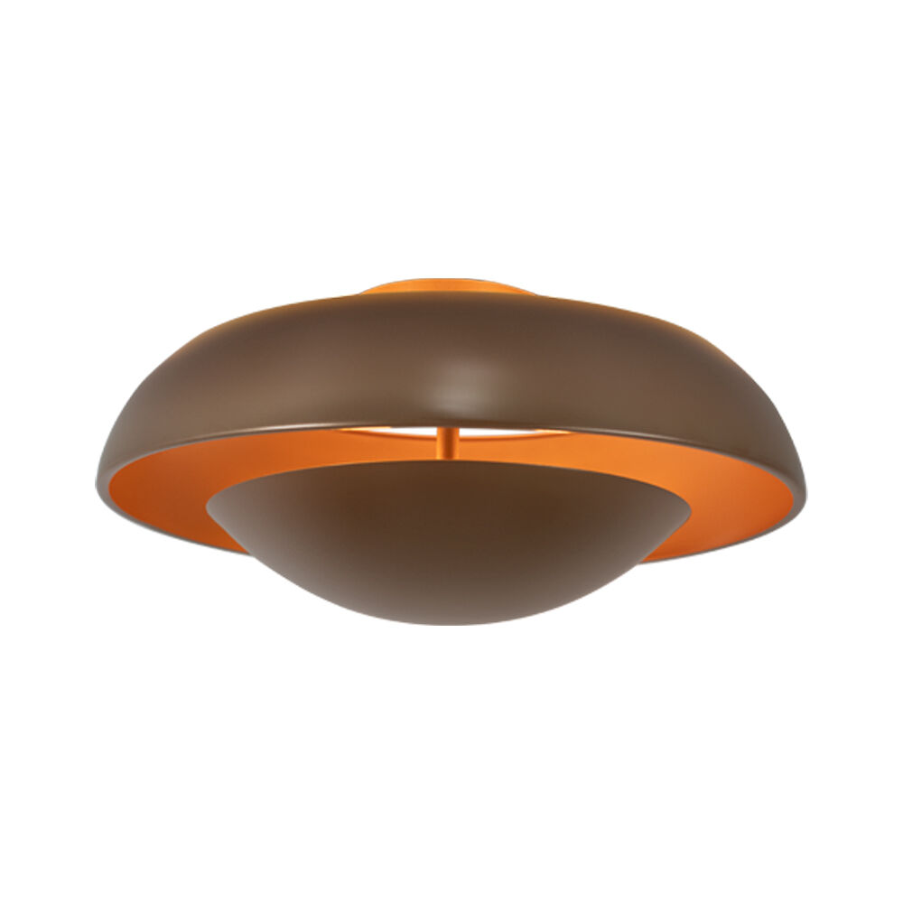 Plafon Ergo Redondo de Alumínio E27 400mm 2 Lâmpada Dourado Blumenau