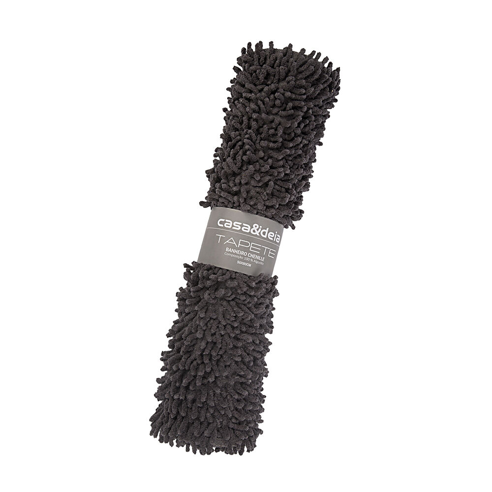Tapete para Banheiro Chenille 50x80 Cinza Casa&Ideia