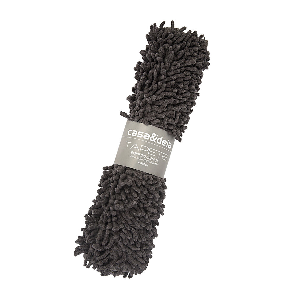 Tapete para Banheiro Chenille 40x60cm Cinza Casa&Ideia