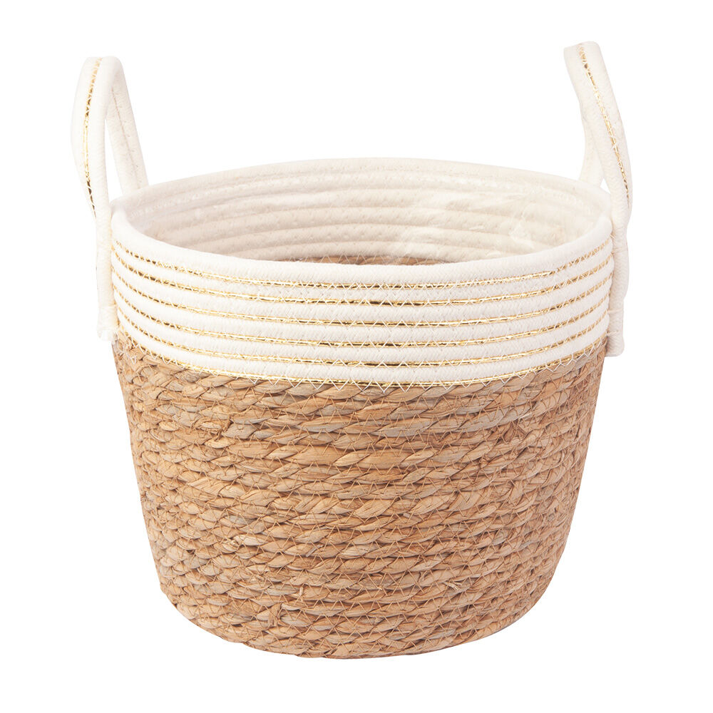 Cesta Decorativa com Alça 25x25x19cm Bege Fascino