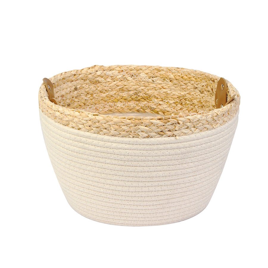 Cesta Decorativa com Alça 27X26X22cm Branco Diagonal