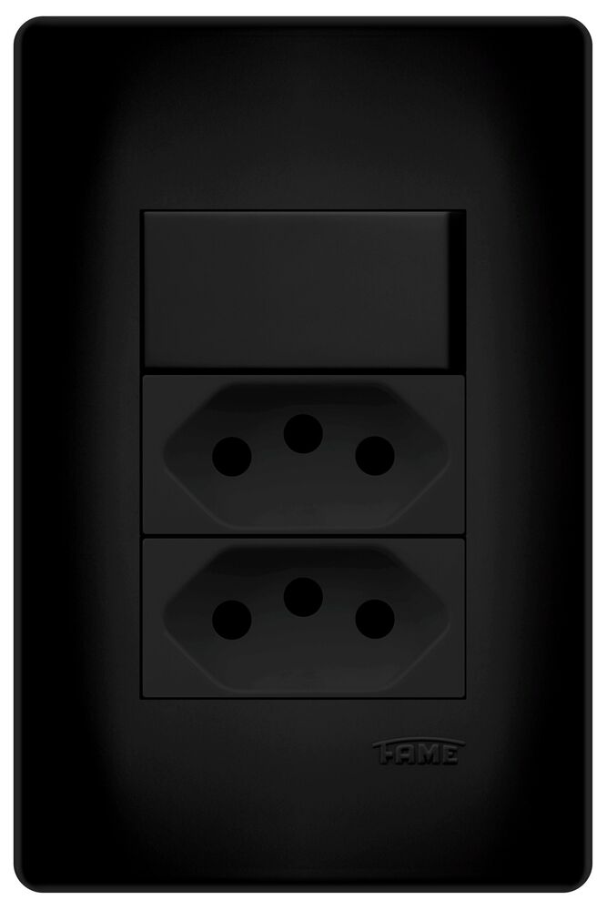 Conjunto 3 Seções 1S - 2Tomadas 2P+T 20A Habitat Black Fame
