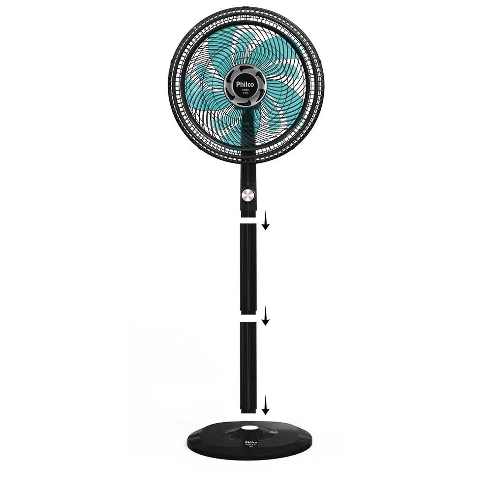Ventilador com Coluna Turbo 2 em 1 127v Preto e Azul Philco