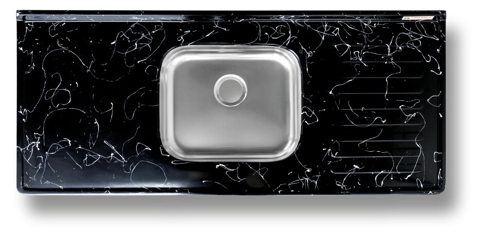 Pia Marmorite com Cuba Inox 1,20m Gratinado Hidrofama