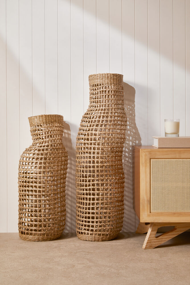 Vaso de Fibra Natural 86x23x23cm Mart Collection