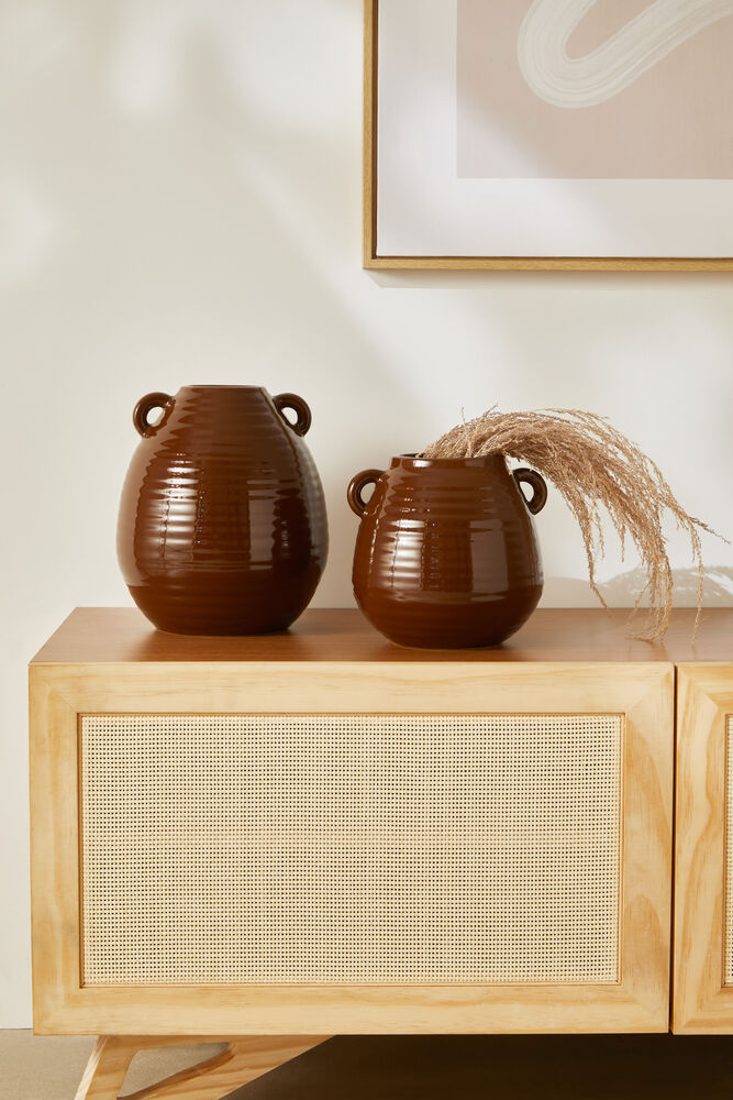 Vaso Cerâmica 25x21cm Marrom Mart Collection