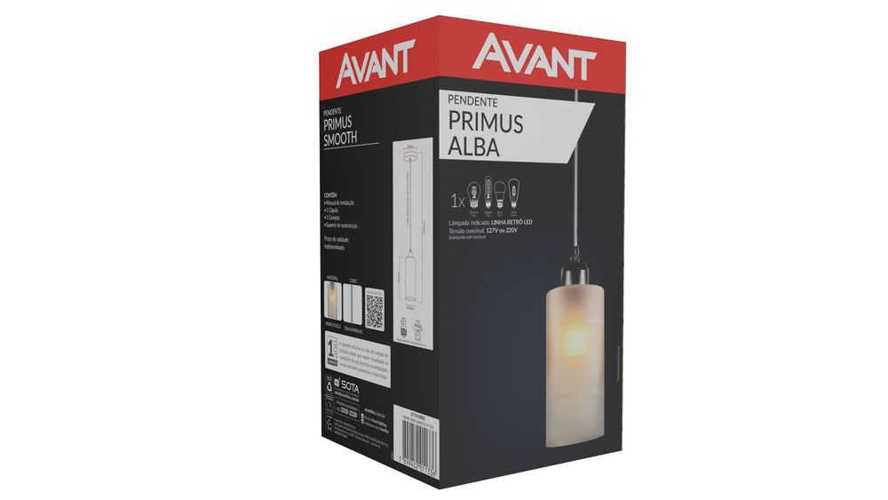 Pendente de Vidro Primus Bivolt 1x E27 Avant