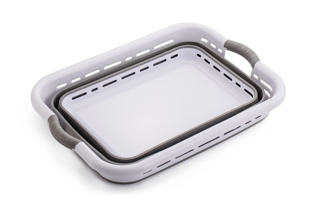 Cesto de Silicone Retrátil 37L 61x43,8x27cm Cinza Casa&Ideia