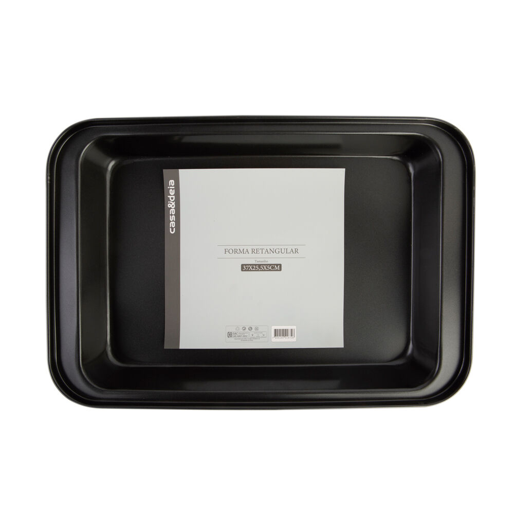 Forma de Aço Antiaderente Retangular 37x25,5x5cm Preto Casa&Ideia