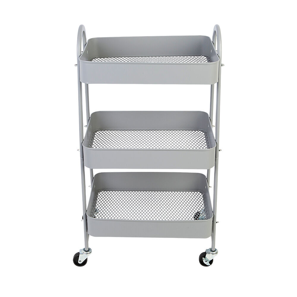 Carrinho Multiuso 3 Andares Ferro 45x30,5x77cm Cinza Casa&Ideia