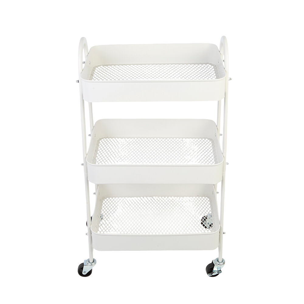 Carrinho Multiuso 3 Andares Ferro 45x30,5x77cm Branca Casa&Ideia
