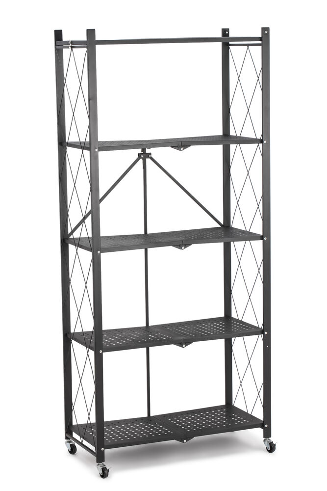 Estante de Ferro Dobrável 71,5X36,5X163cm Preto Diagonal