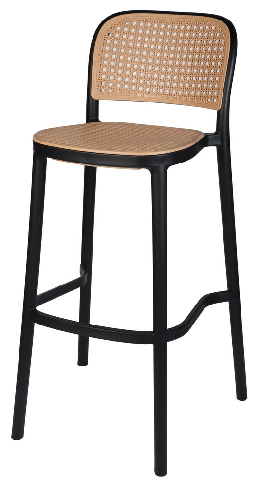 Banqueta Elegante Palha Natural Preto Diagonal