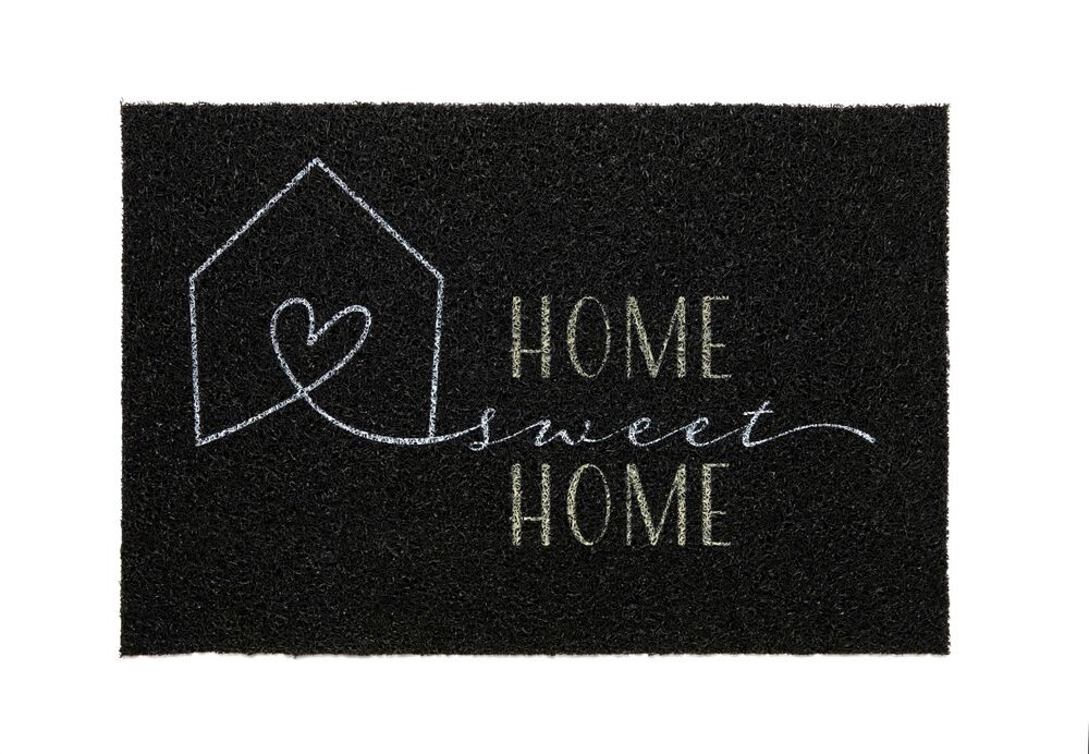 Capacho de Vinil Tapete Home Sweet Home 40X60cm Preto Kapazi
