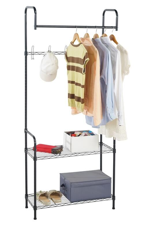 Estante Closet Aço 30x75x180cm Preto Casa&Ideia