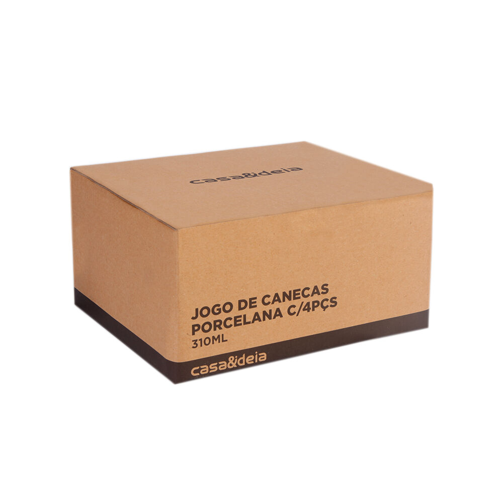 Jogo de Canecas Porcelana 4 Peças 310ml Casa&Ideia