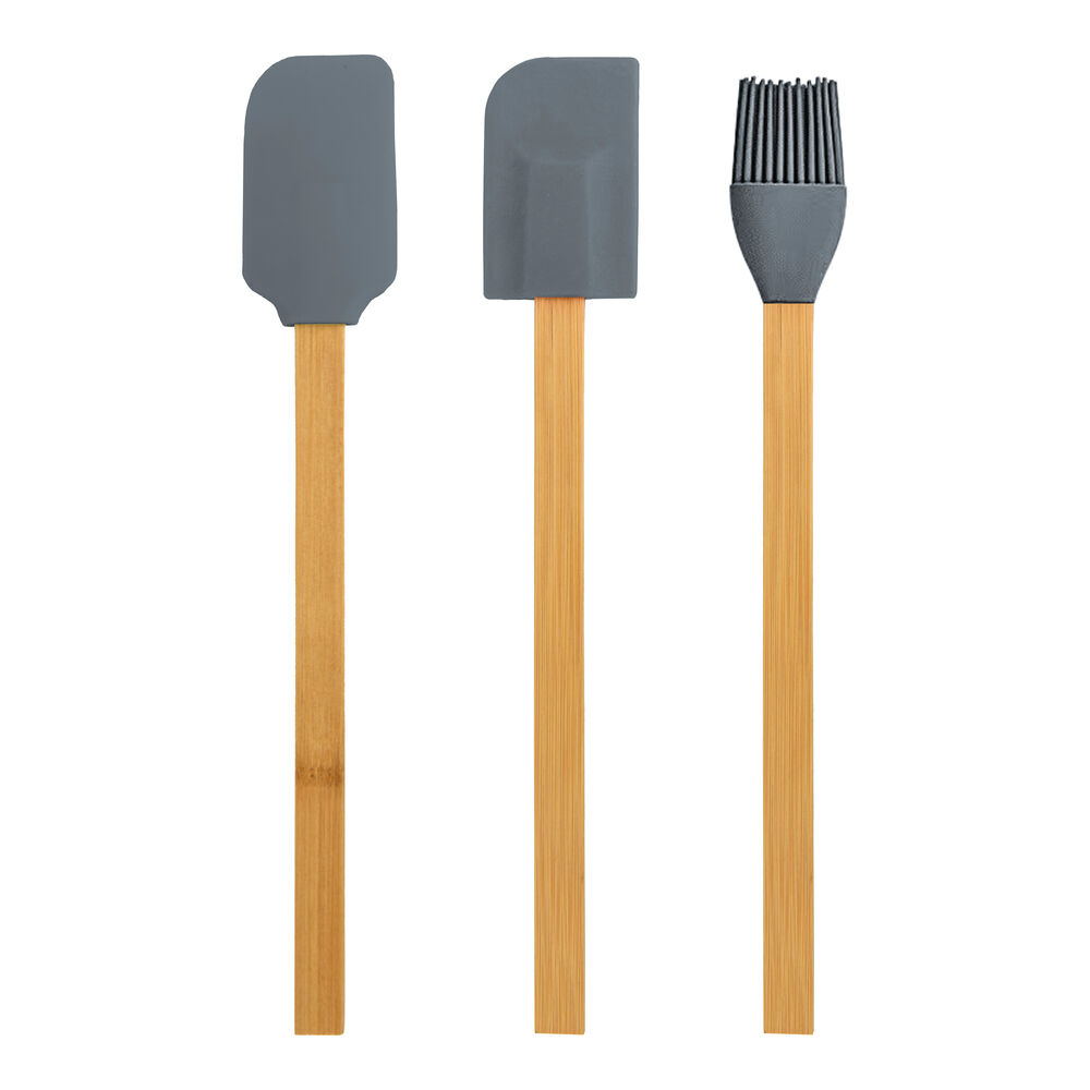 Jogo Utensílios 3 Peças Bambu e Silicone Casa&Ideia