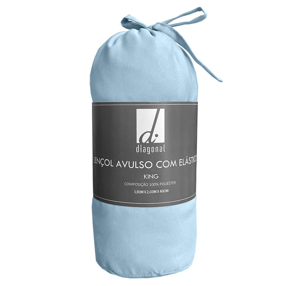 Lençol Avulso King Com Elástico 193x203cm Azul Diagonal