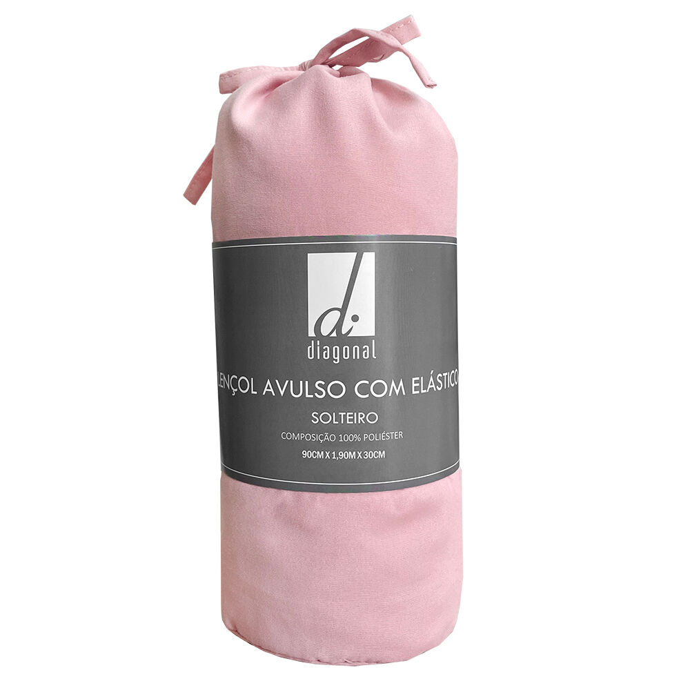 Lençol Avulso Solteiro com Elástico 90x190 Rose Diagonal