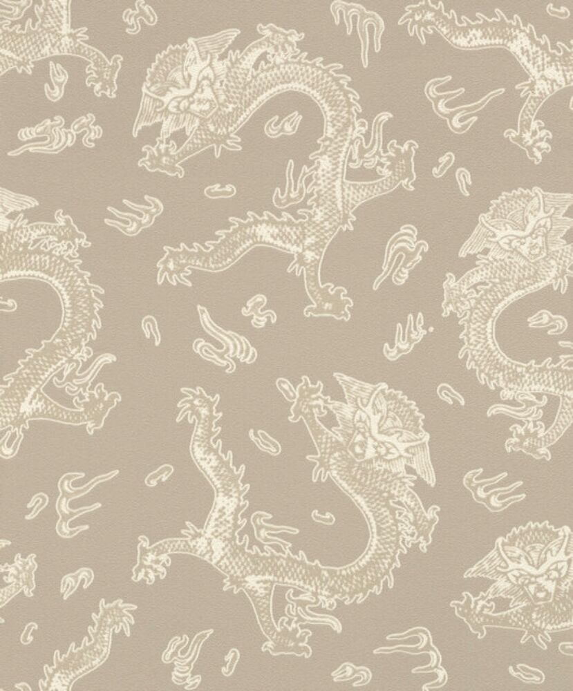 Papel de Parede Dragões 0,53x10m Marrom Diagonal