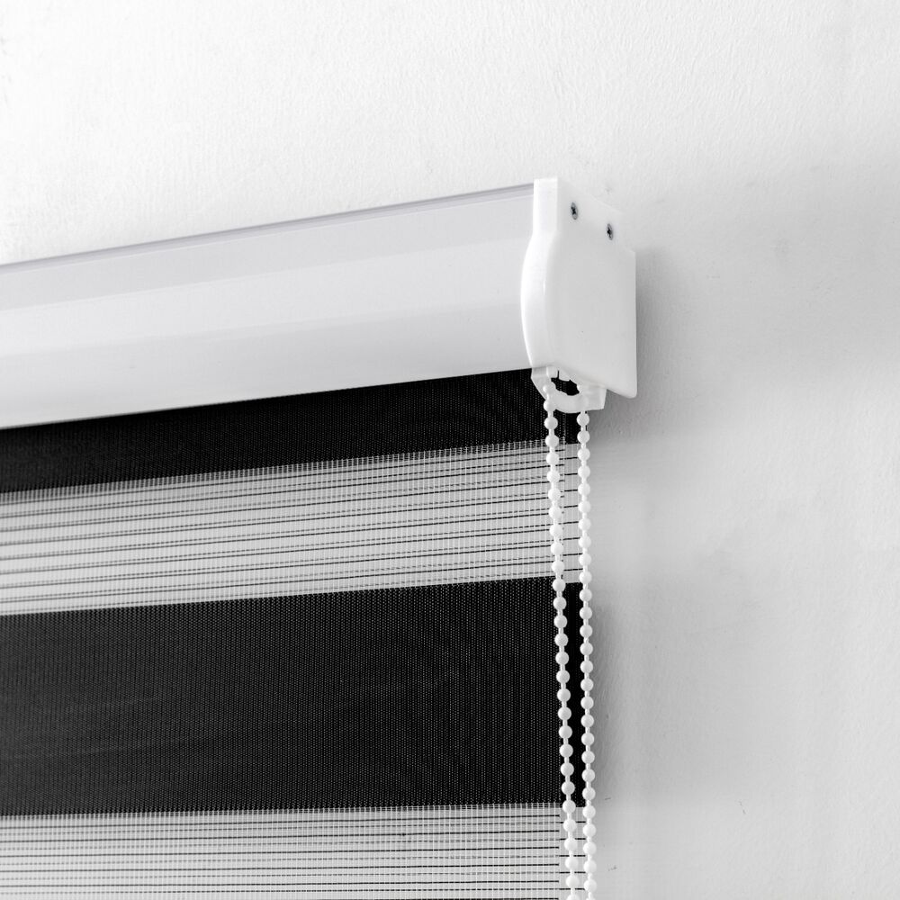 Persiana Double Vision Sunny 1,60L X 2,20A Preta (com bandô branco)