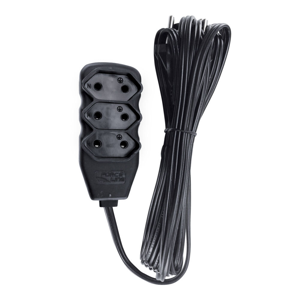 Extensão 5m 3 Tomadas Slim Bipolar Force Line