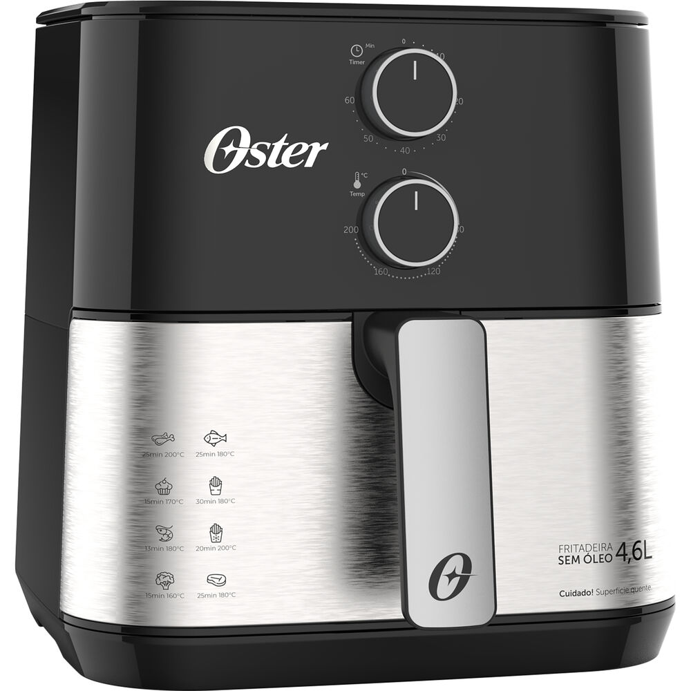 Fritadeira Air Fryer Oster Compact 4,6L Inox/Preto