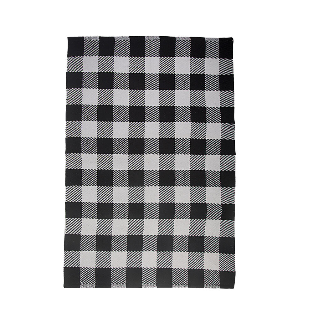 Tapete com Bainha de Algodão 120x180cm Furl Black Natural Diagonal