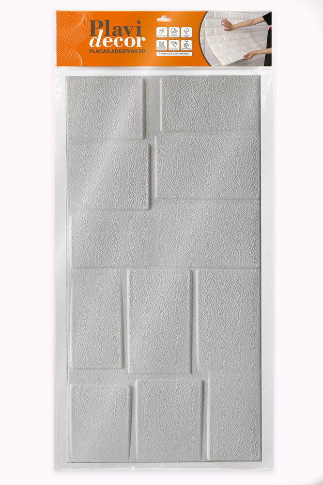 Adesivo de Parede 3D Viena 70x70cm Branco Plavitec