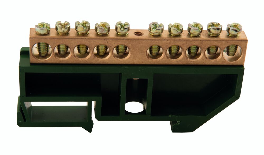 Barramento para Quadro Terra DIN com 10 Ligações Verde Tramontina