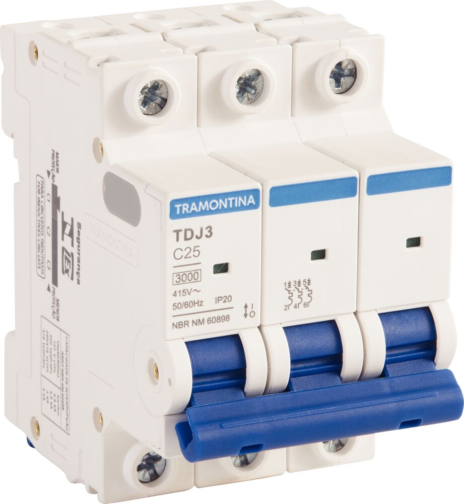 Disjuntor 25A TDJ3 Tripolar 3KA Branco Tramontina