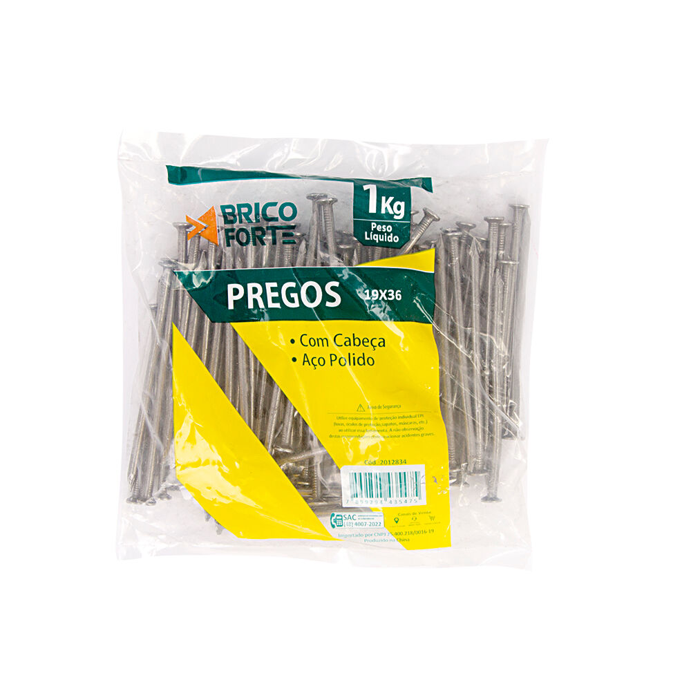 Prego com Cabeça Polido 1kg 19x36 Brico Forte