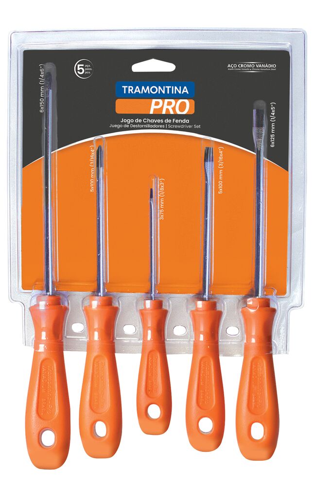 Jogo de Chave de Fenda 5pcs Laranja Escuro Tramontina