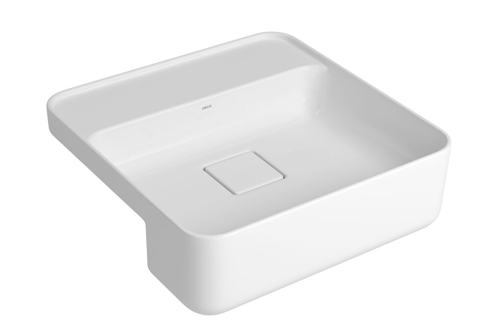 Cuba Semi-encaixada Louça com Mesa 40cm Slim Branco Quadrada Deca