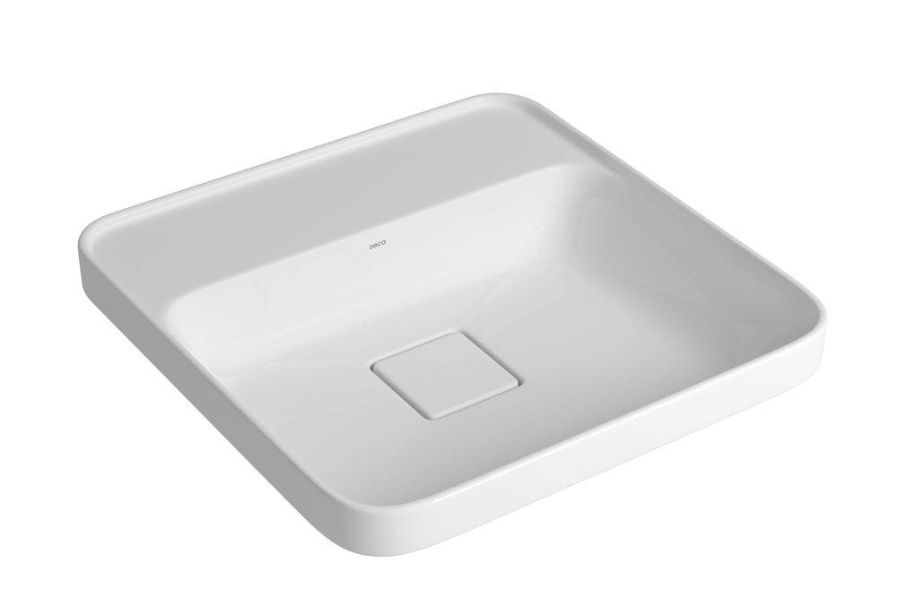 Cuba para Banheiro de Sobrepor Louça com Mesa Slim Branco Quadrada 40cm Deca