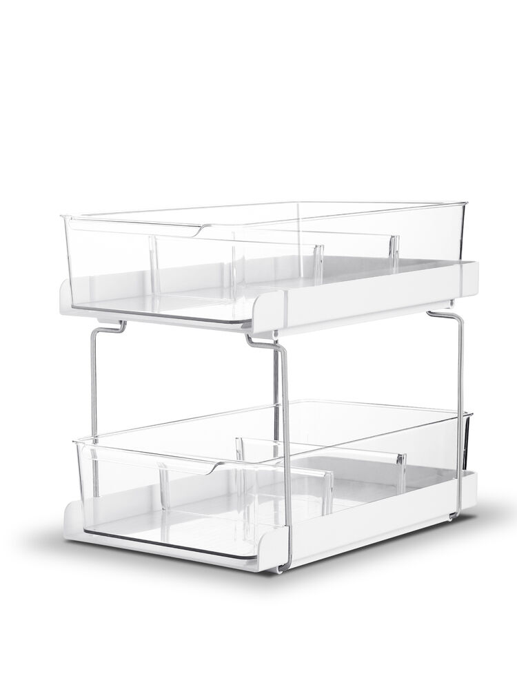 Organizador Bogarim Transparente Duplo Para Geladeira 36,3x21,4cm 19,7l Casa&Ideia