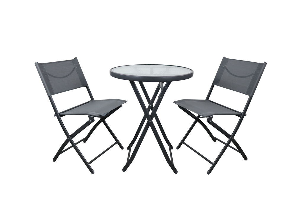 Conjunto Jurerê Mesa Redonda e Cadeiras 3 Peças Cinza Fascino