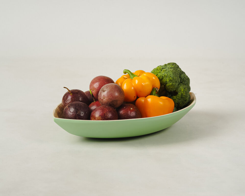 Bandeja Bambu Metake Verde Fosco Oval 25x39x6 Casa&ideia