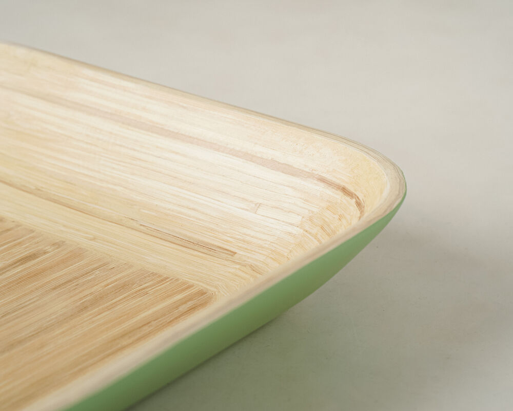 Bandeja Bambu Metake Verde Fosco Quadrada 30x30x5,5 Casa&ideia