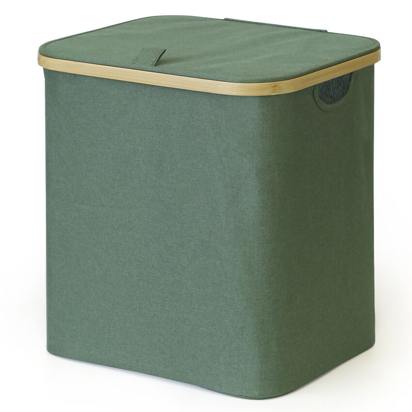 Cesto Dobrável Com Tampa 50l Verde Ecobio 40,5x33x42 Casa&ideia