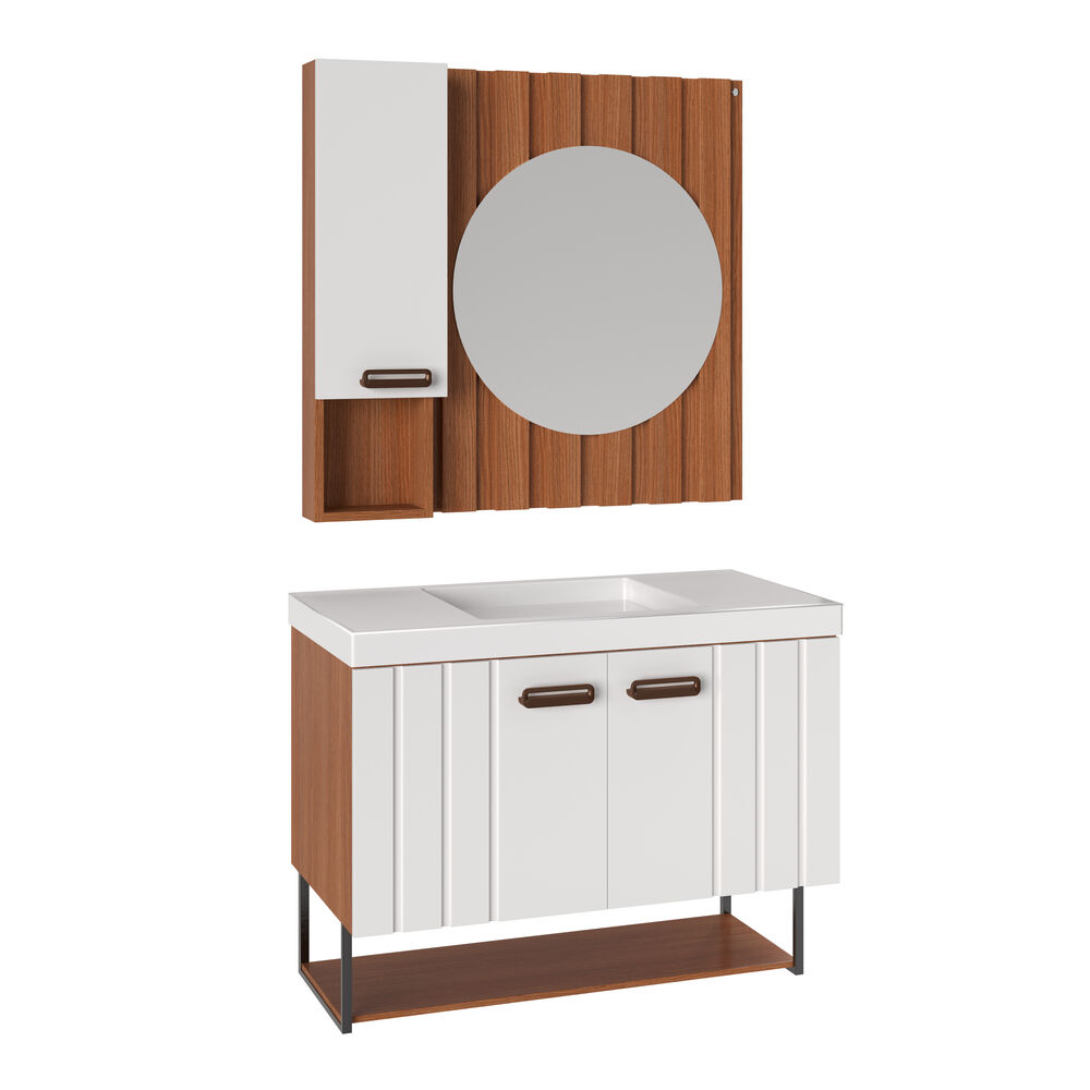 Kit Gabinete para Banheiro Suspenso MDF/MDP com Cuba Bali Cinamomo 80cm C-Linea