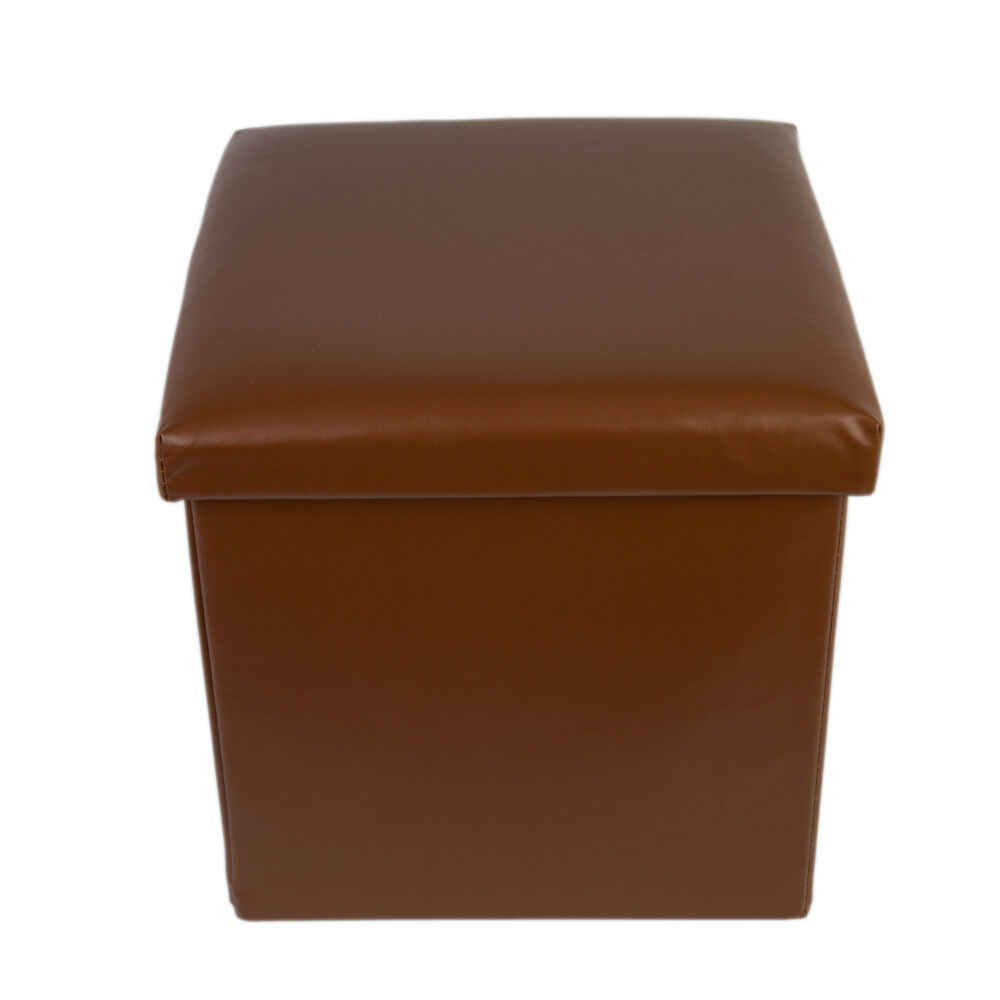 Puff Organizador Dobrável  38x38cm Isis Marrom Diagonal