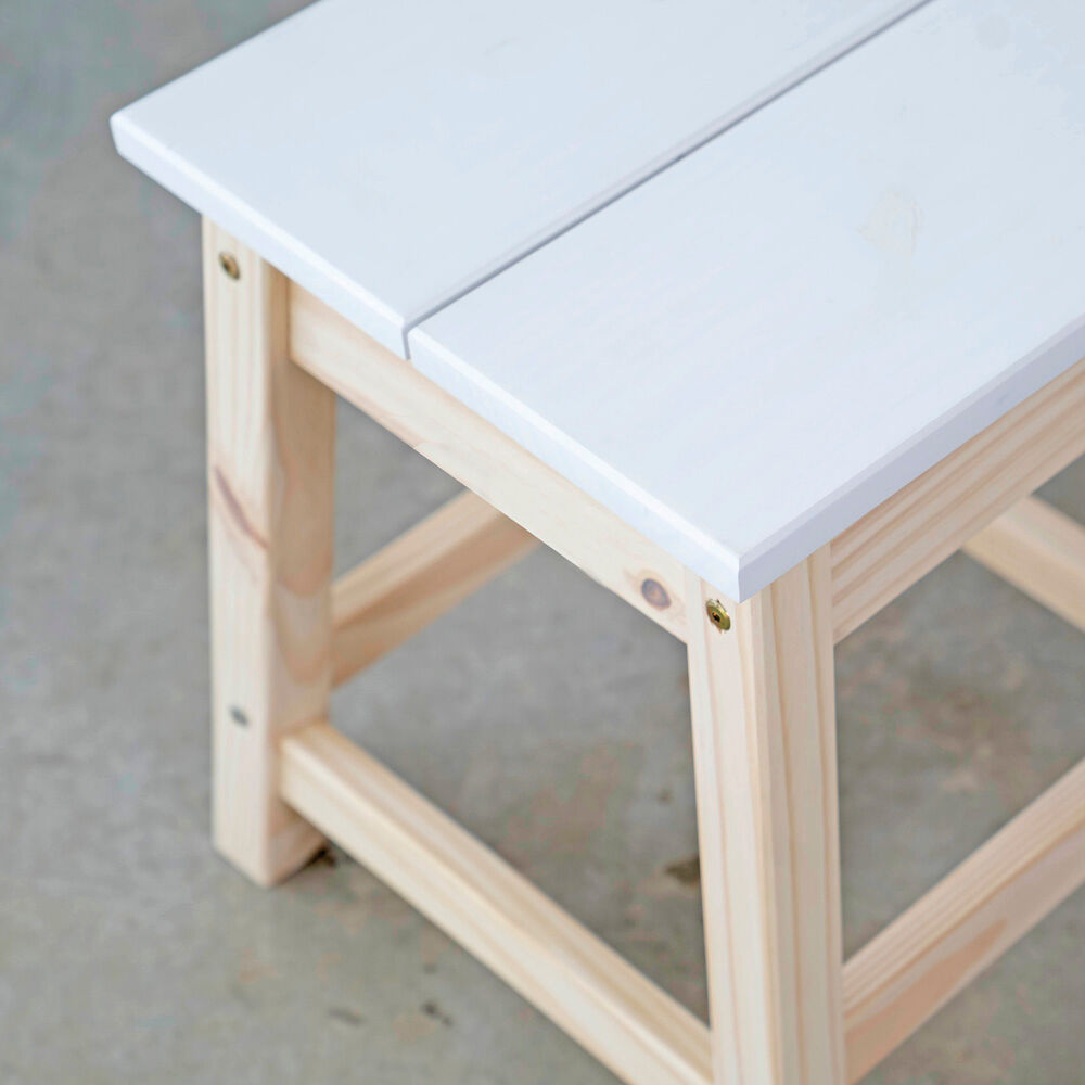 Banqueta Baixa Branco 45x45x45cm Cubo Marcenaria