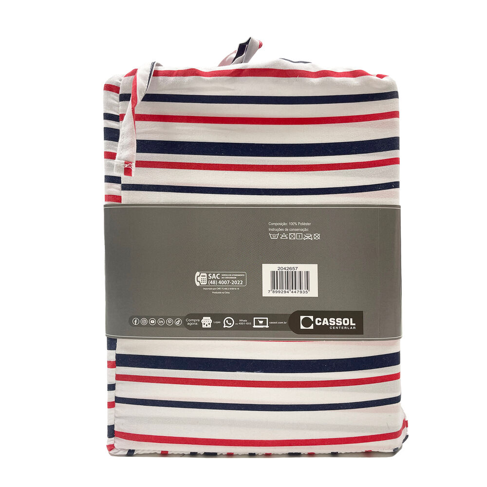 Jogo de Cama Casal 140x190cm Dreams Listrado Retangular Diagonal