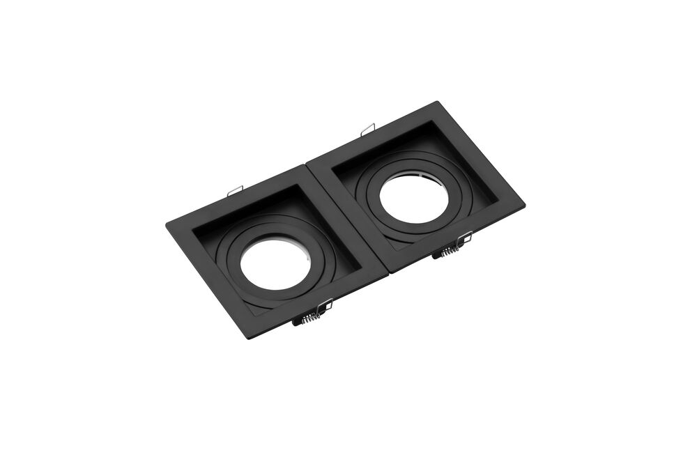 Spot Embutir Quadrado Preto 2 Lâmpada Par20 Play Preto Bivolt Vitralux