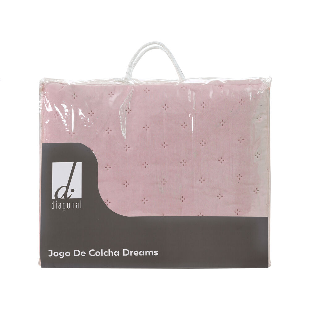 Jogo de Colcha Casal 220x240cm Dreams Rose Retangular Diagonal