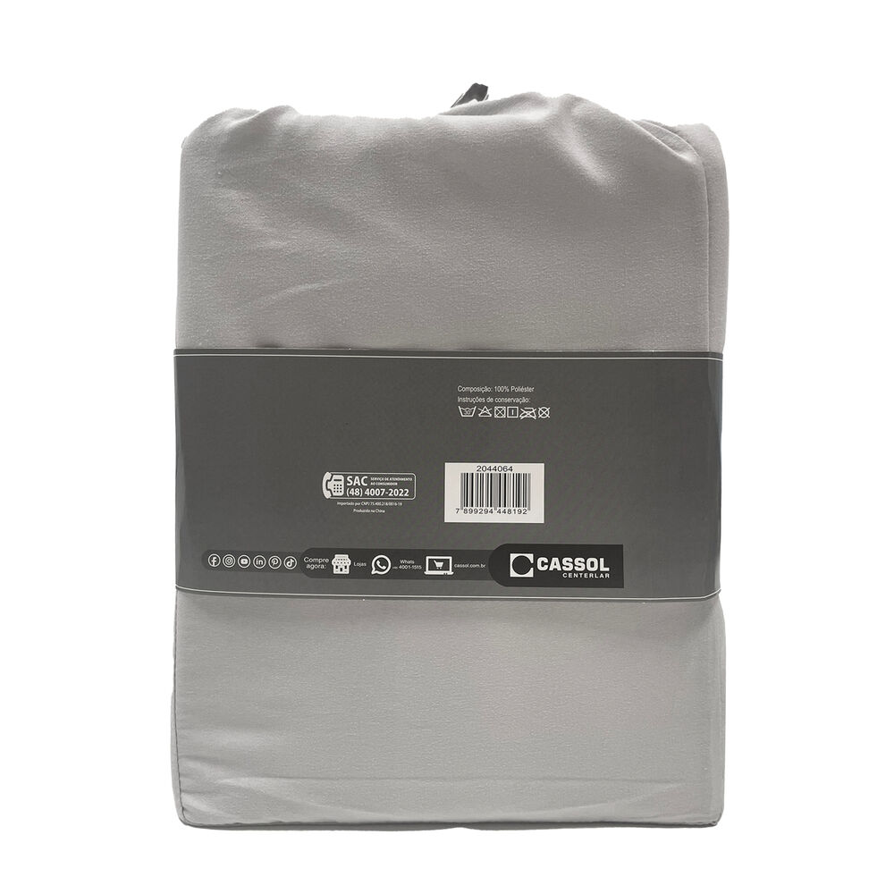 Jogo de Cama Solteiro 90x190cm Dreams Cinza Retangular Diagonal