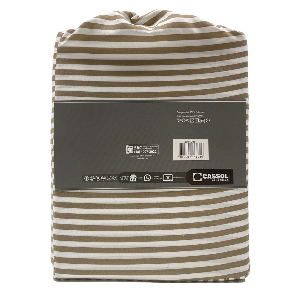 Jogo de Cama King 193x203cm Dreams Bege Listrado Diagonal